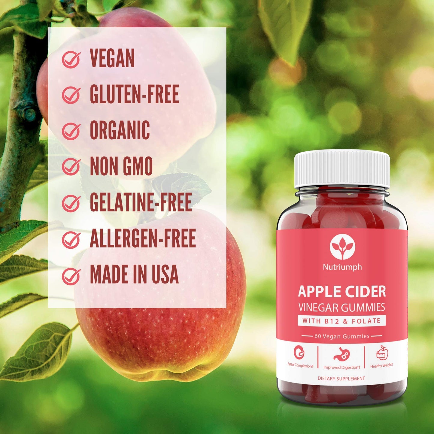 Nutriumph Apple Cider Vinegar Gummies with The Mother Vegan – Weight Loss, Detox NutriumphBuy Supplements Australia