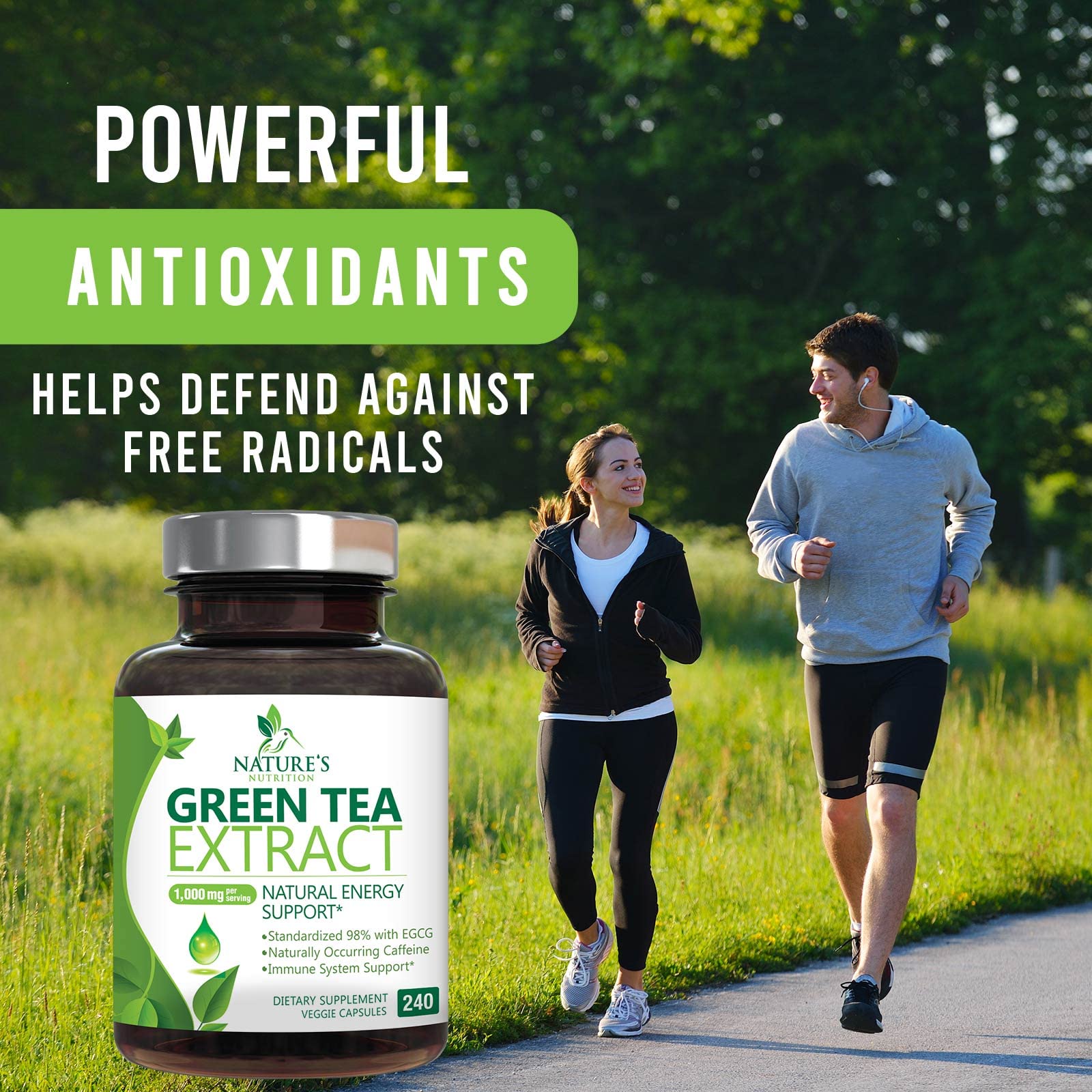 Green Tea Extract Capsules 1000mg 98% Standardized EGCG - 3X Strength for Natural Nature's NutritionBuy Supplements Australia