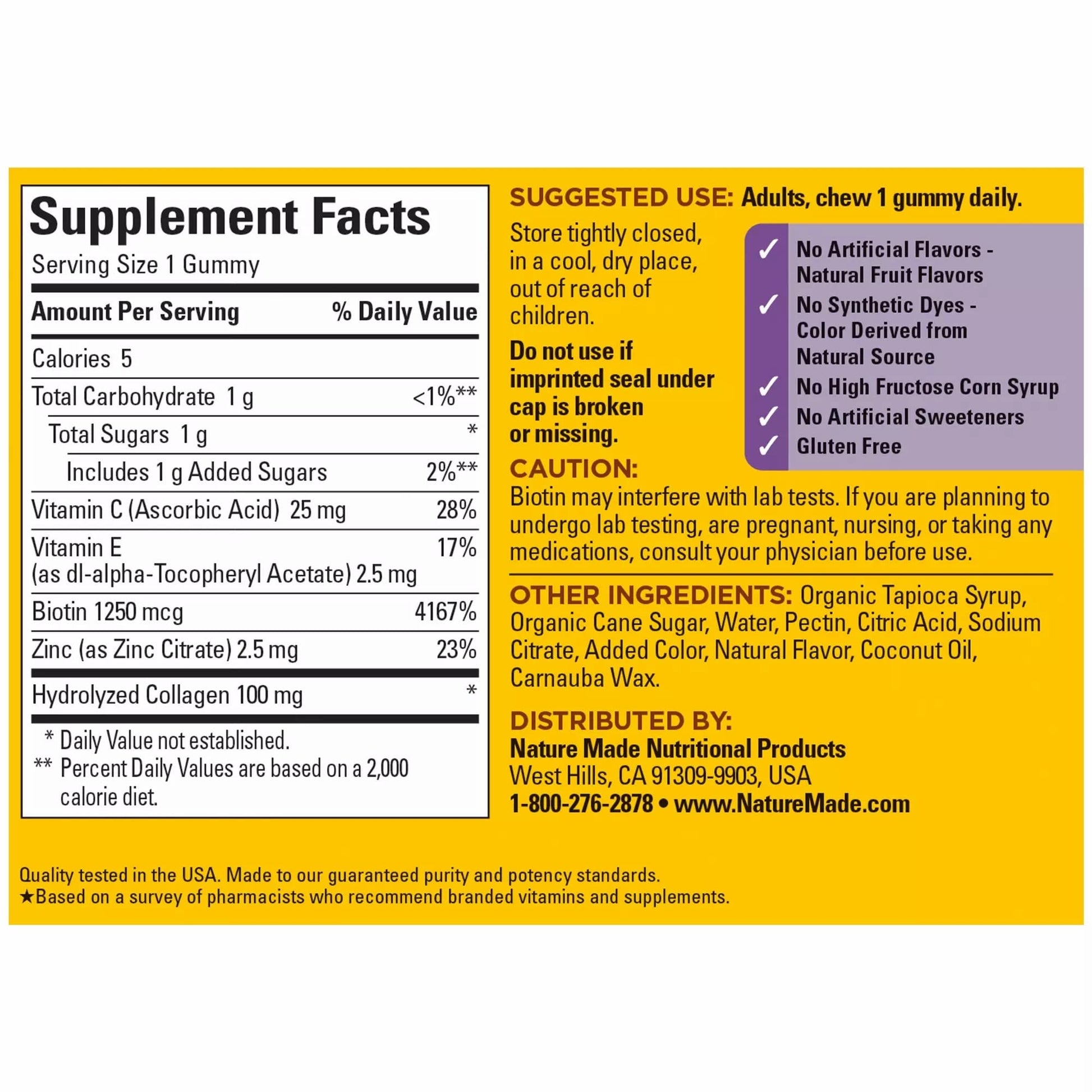 Nature Made Collagen Gummies with Vitamin C, Zinc and Biotin, Hydrolyzed Collagen Nature MadeBuy Supplements Australia