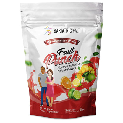 BariatricPal Iron-Free Multivitamin Soft Chew - Fruit Punch (60 Count) BariatricPal