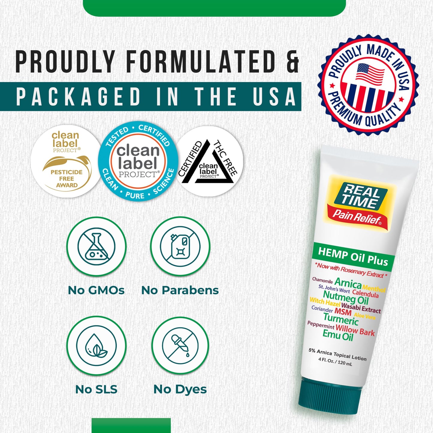 Real Time Pain Relief Hemp Oil Plus 4oz Tube | 20 Natural Ingredients: 5% Arnica & Turmeric | Fast Absorbing Lotion for Muscles, Hands, Feet, Ankles, Back, Shoulders, Knees & Joints Discomfort Real Time Pain ReliefBuy Supplements Australia