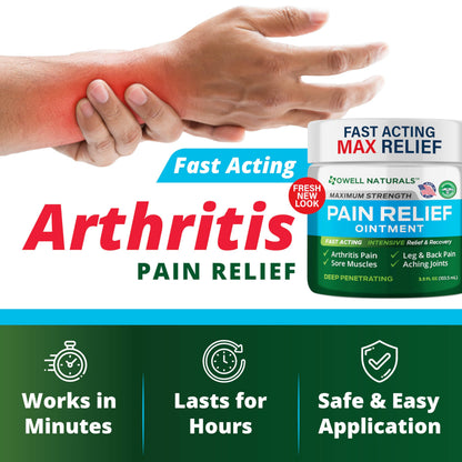 OWELL NATURALS Pain Relief Ointment Deep Penetrating Fast Acting Formula for Arthritis, Joint & Muscle Discomfort, Stiffness, Long-Lasting Soothing Balm, 3.5 oz Owell NaturalsBuy Supplements Australia