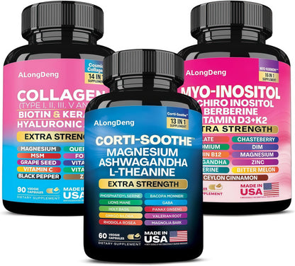 ALongDeng She Shines Set - Ultimate Women's All-in-One Supplement with Corti-Soothe, Myo-Inositol, Collagen & Extra Strength Ingredients ALongDengBuy Supplements Australia