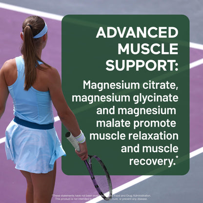 Smarter Nutrition Magnesium Complex - Chelated Magnesium Glycinate with Citrate, Malate and L-Theanine for Sleep, Muscle Relaxation and Stress Support