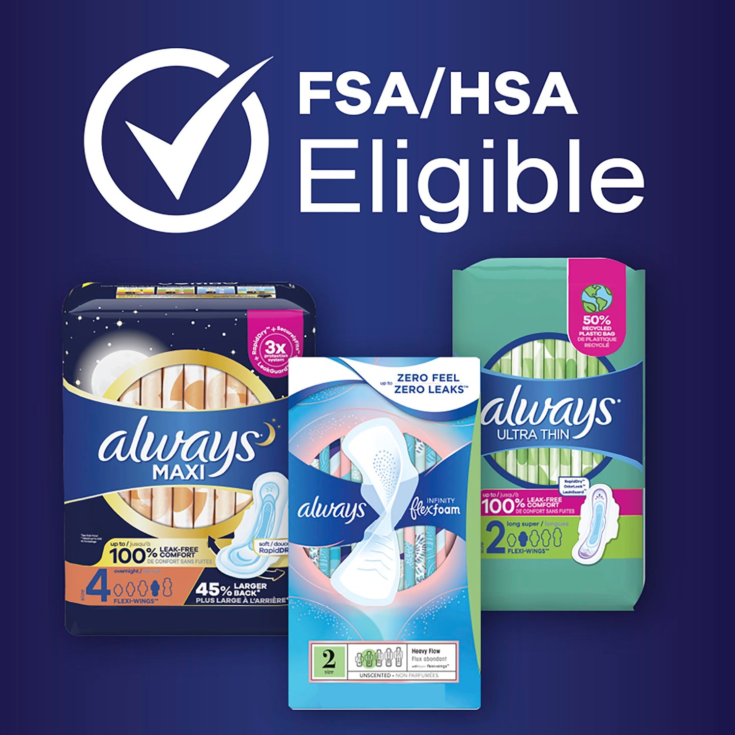 Always Maxi Feminine Pads for Women, Size 5 Extra Heavy Overnight AlwaysBuy Supplements Australia