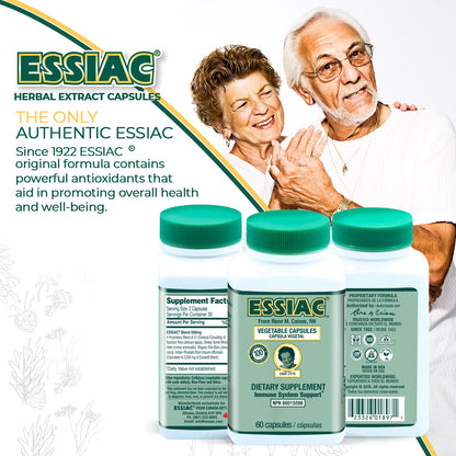 ESSIAC Tea All-Natural Herbal Extract Capsules – 60 Capsules | Powerful Antioxidant Blend to Help Promote Overall Health & Well-Being | Original Formula Since 1922 EssiacBuy Supplements Australia