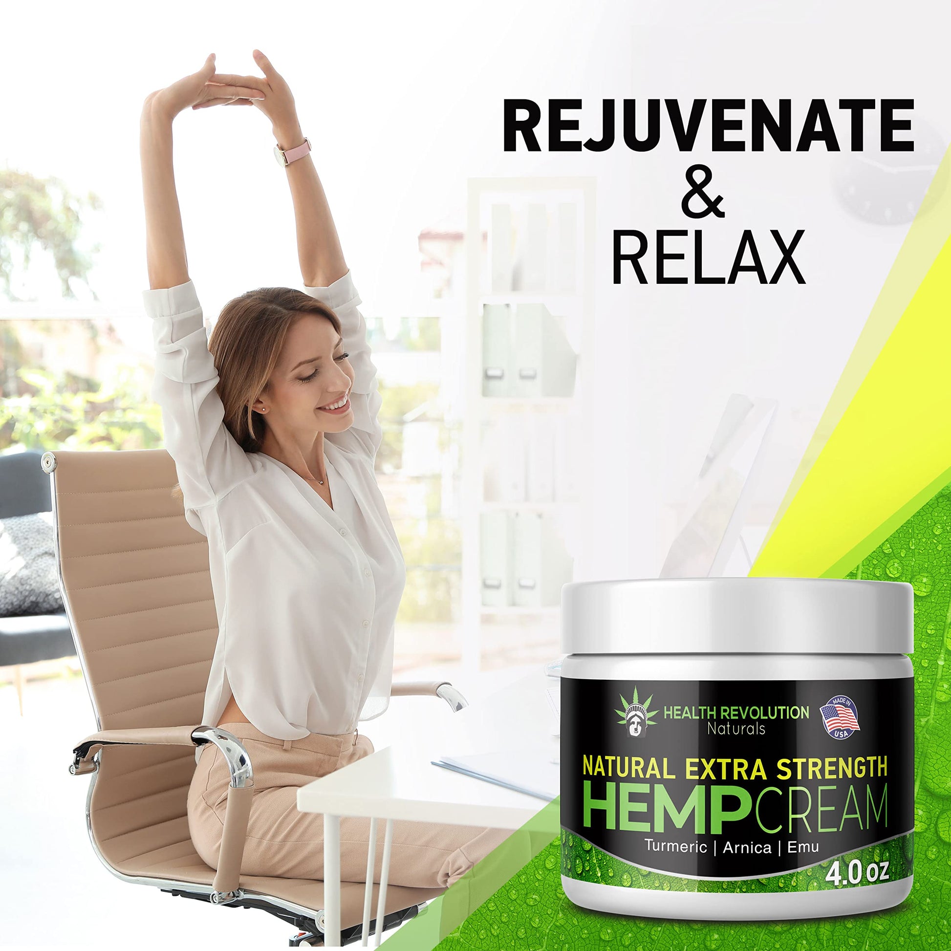 Health Revolution Hemp Arnica Cream Maximum Strength - Soothes Muscles, Joints, Feet, Nerve, Back, Knee, Hip, with Arnica, MSM, Emu, Turmeric - Expertly Formulated 4oz Health RevolutionBuy Supplements Australia