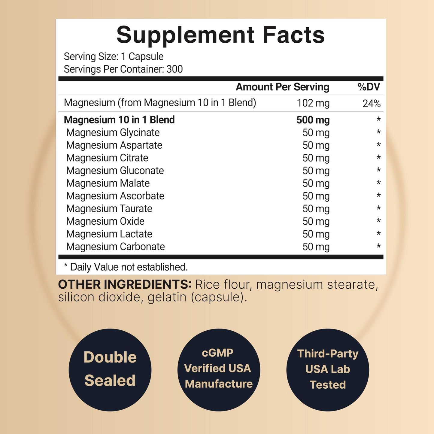 Magnesium Complex 500mg, 300 Capsules | 10-in-1 Magnesium Glycinate, Citrate, Malate & More | Chelated Form for Easy Absorption | Non-GMO NatureBellBuy Supplements Australia