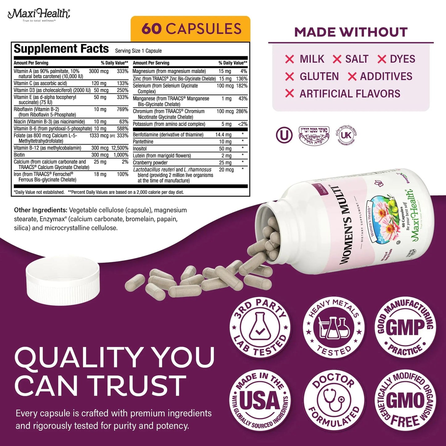 Womens Multivitamin – Methylated Multivitamin for Women with 23 Key Vitamins C, D, B6, B12, Calcium, Probiotics, Biotin & More Maxi HealthBuy Supplements Australia