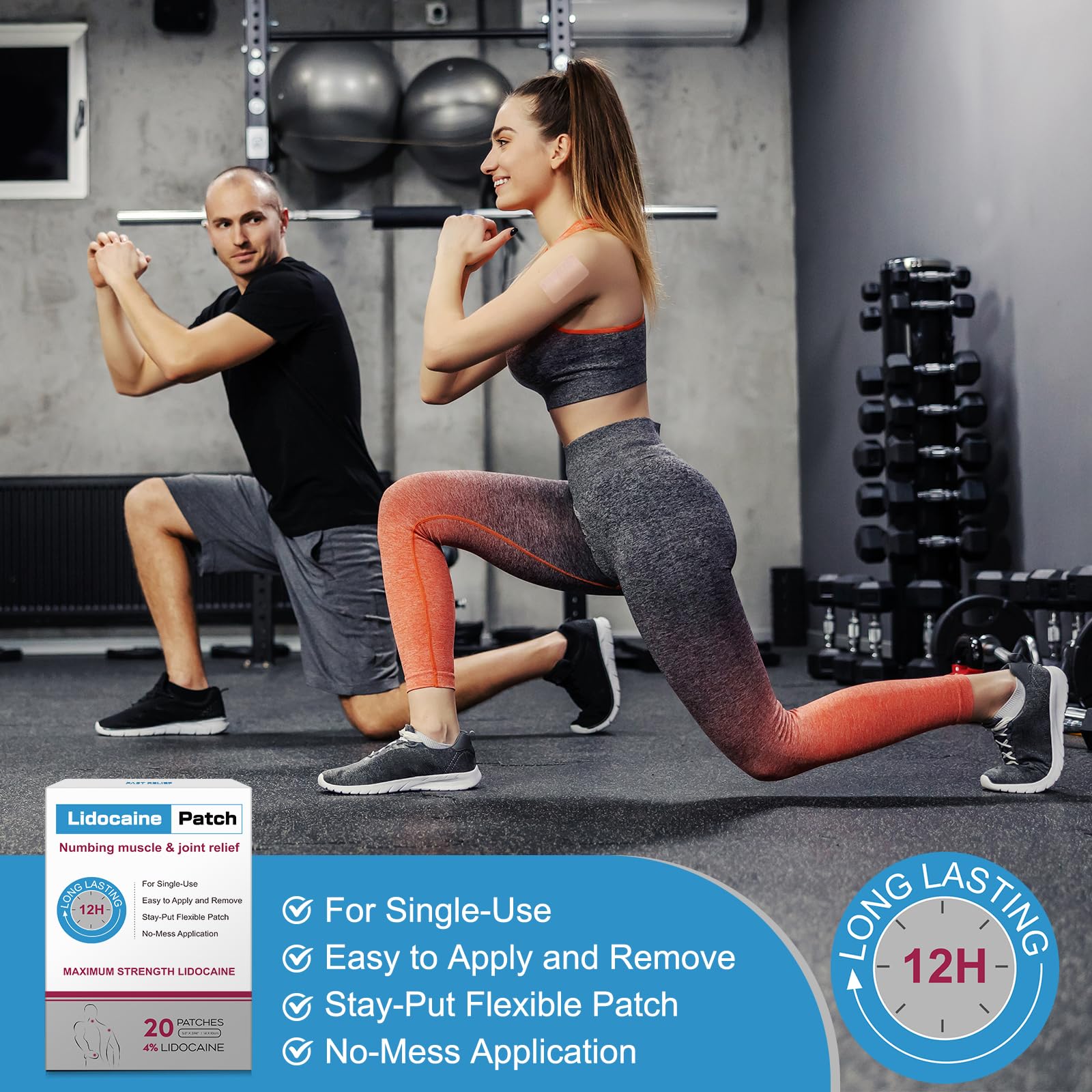 YOAPA 4% Lidocaine Pain Relief Patches | Maximum Strength Numbing Gel Patch for Back, Neck, Knee, Shoulder & Joint Pain | Up to 12 Hour Temporary Relief | 20 Count - G41 YOAPABuy Supplements Australia