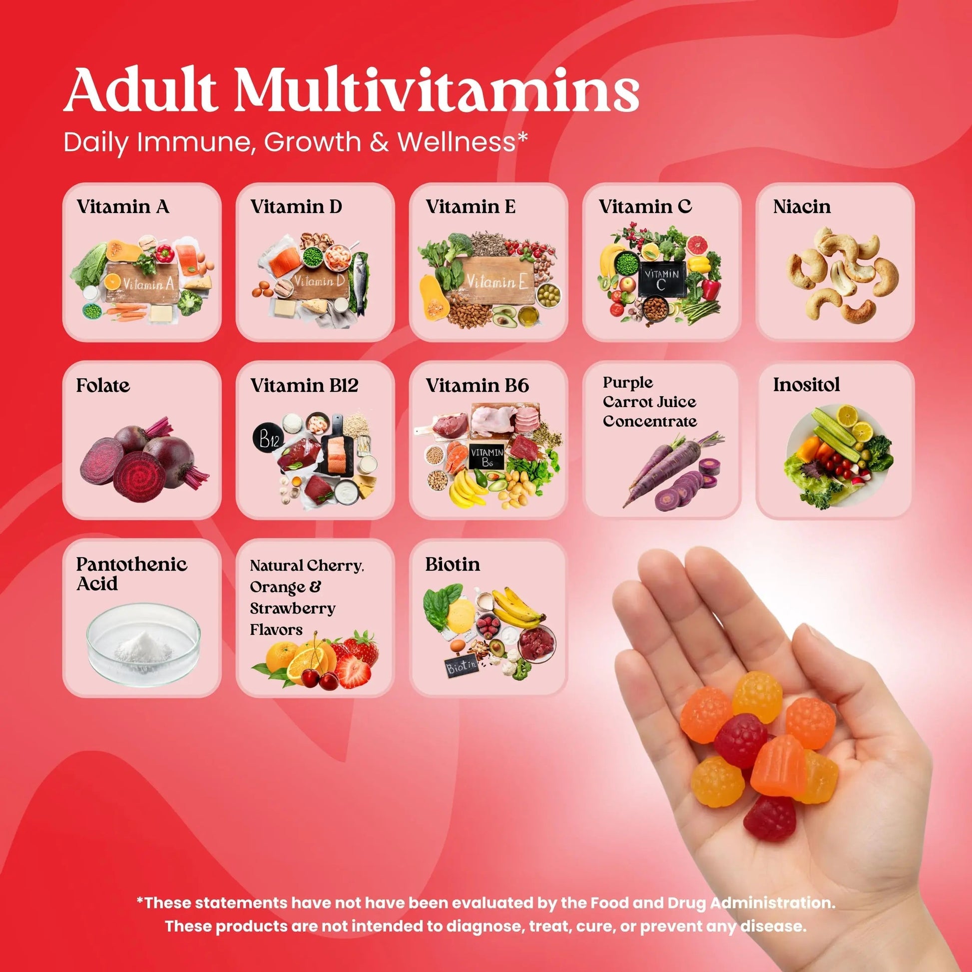 VITA GLOBE Adult Multivitamin Gummies – 9 Daily Vitamins with C, D, E, B6, B12, Folate & Biotin | Delicious Juicy Trio Orange VITA GLOBE