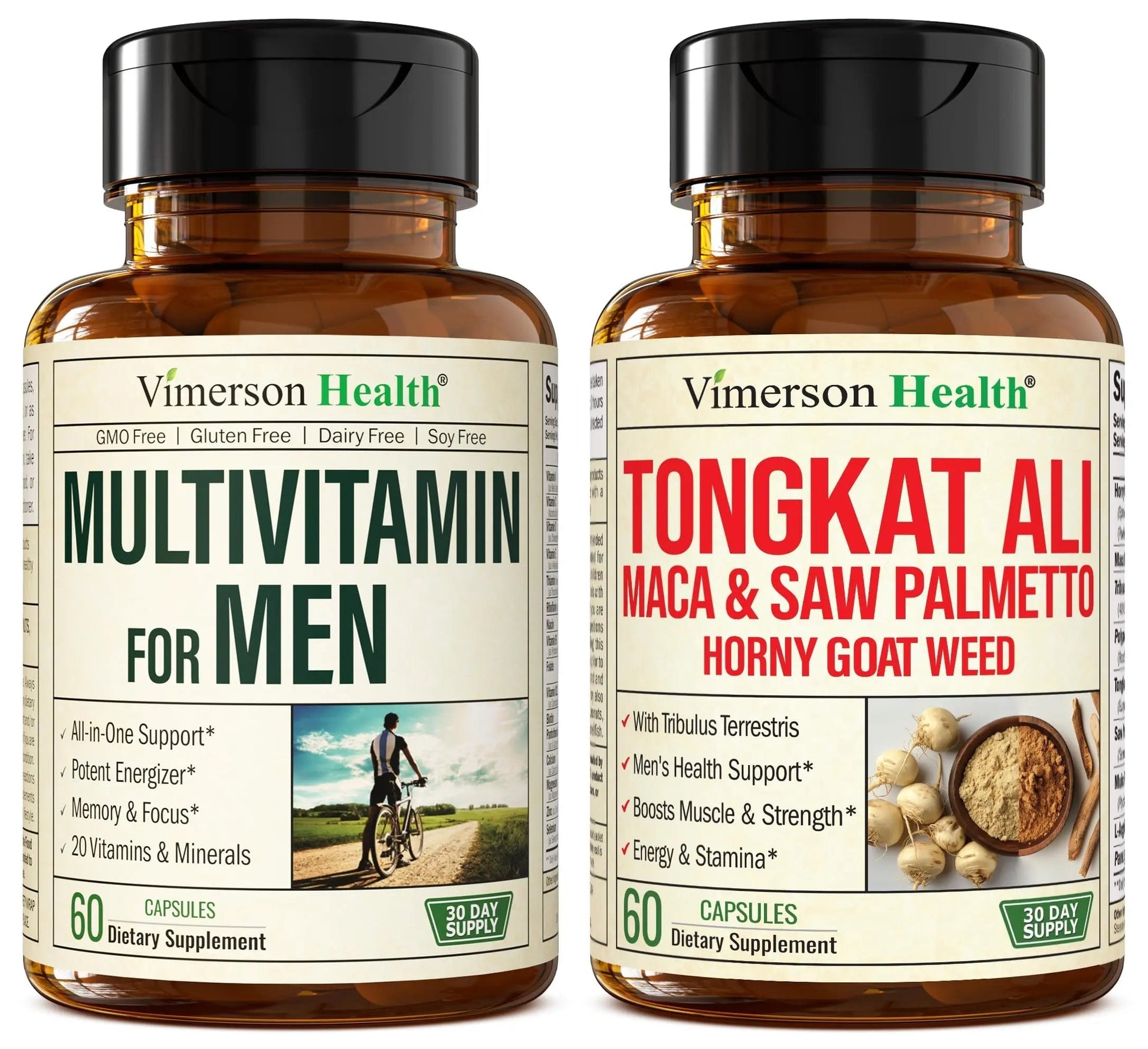 Vimerson Health Multivitamin for Men & Tongkat Ali for Men with Horny Goat Weed, Maca Root Powder, Tribulus Terrestris, Saw Palmetto Extract Vimerson Health