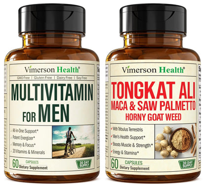 Vimerson Health Multivitamin for Men & Tongkat Ali for Men with Horny Goat Weed, Maca Root Powder, Tribulus Terrestris, Saw Palmetto Extract Vimerson Health