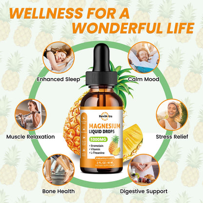 Magnesium Glycinate Liquid Drops, 1000mg of Liquid Magnesium Complex Supplement for Sleep, Nerve, Energy, Muscle, Bone, Calm & Digestion, High Absorption, 2 Fl Oz, Sugar-Free Pineapple Flavor ReviNutraBuy Supplements Australia