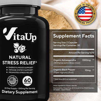 VitaUp Organic Ashwagandha Capsules 1310 mg - USA Made Ashwagandha Supplements VitaUpBuy Supplements Australia