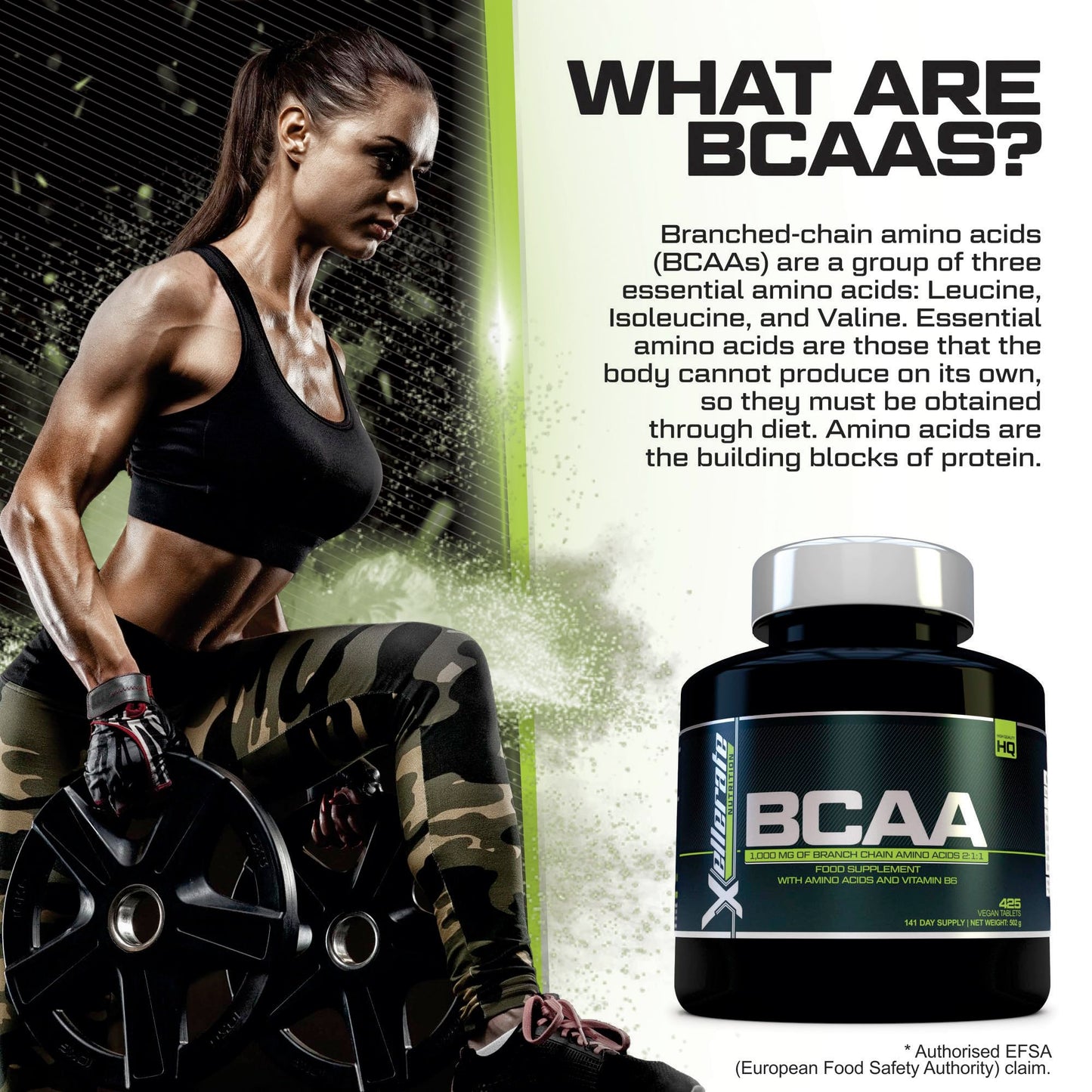 BCAA 1000mg - 425 Vegan Tablets - 3000mg Daily Serving - 141 Day Supply - 2:1:1 BCAAs Xellerate NUTRITIONBuy Supplements Australia