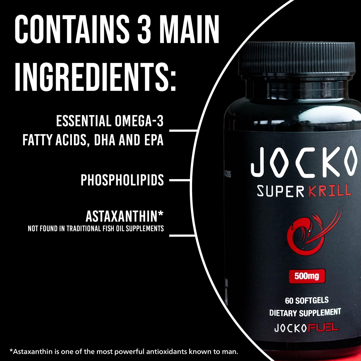 Jocko Fuel Antarctic Krill Oil Omega 3 Fatty Acid Supplements DHA & EPA - 1000mg Softgels - Supports Joints, Mobility & Mental Function (60 Softgels) Jocko FuelBuy Supplements Australia