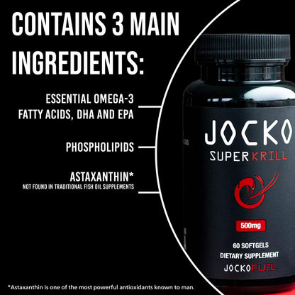 Jocko Fuel Antarctic Krill Oil Omega 3 Fatty Acid Supplements DHA & EPA - 1000mg Softgels - Supports Joints, Mobility & Mental Function (60 Softgels) Jocko FuelBuy Supplements Australia