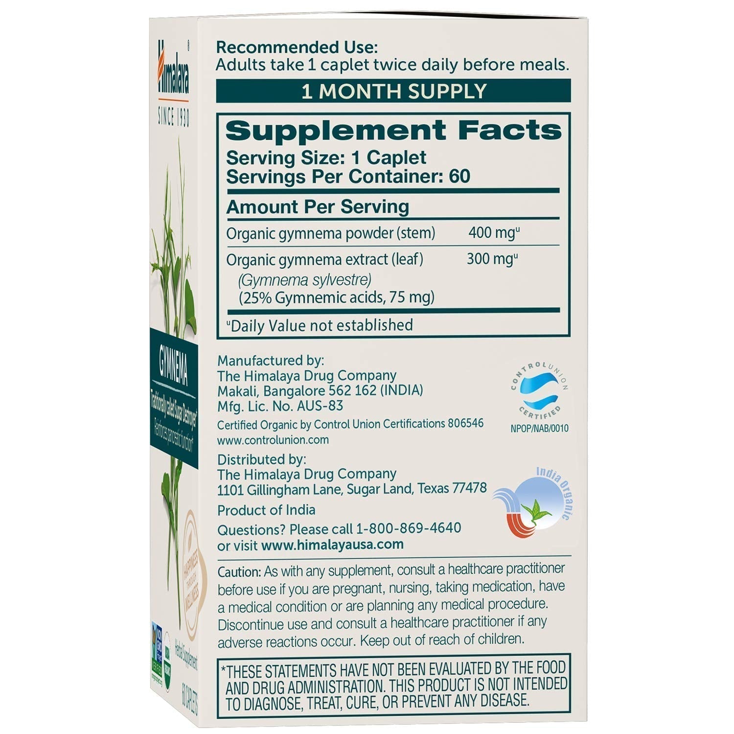 Himalaya Organic Gymnema Herbal Supplement for Weight Management, USDA Certified HimalayaBuy Supplements Australia