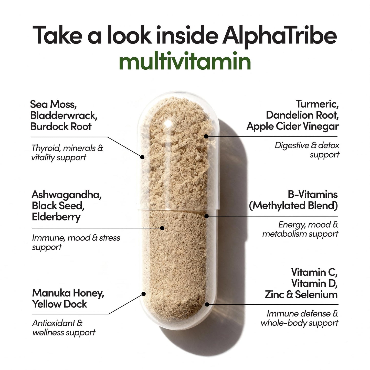 Alpha Tribe Multivitamin for Men with Seamoss Black Seed Oil Ashwagandha Burdock Root, Turmeric Bladderwrack, Vitamin C, Elderberry, Manuka, Yellow Dock | Daily Men's Vitamins and Minerals Supplement Alpha TribeBuy Supplements Australia