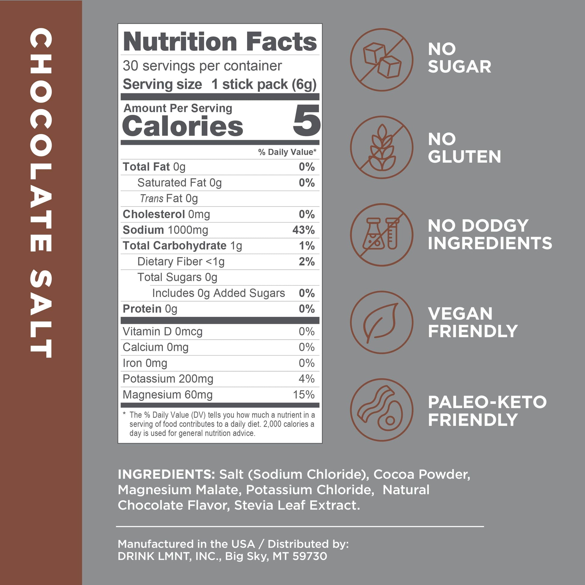 LMNT Zero-Sugar Electrolytes - Hot Chocolate Salt - Hydration Powder Packets Drink LMNTBuy Supplements Australia