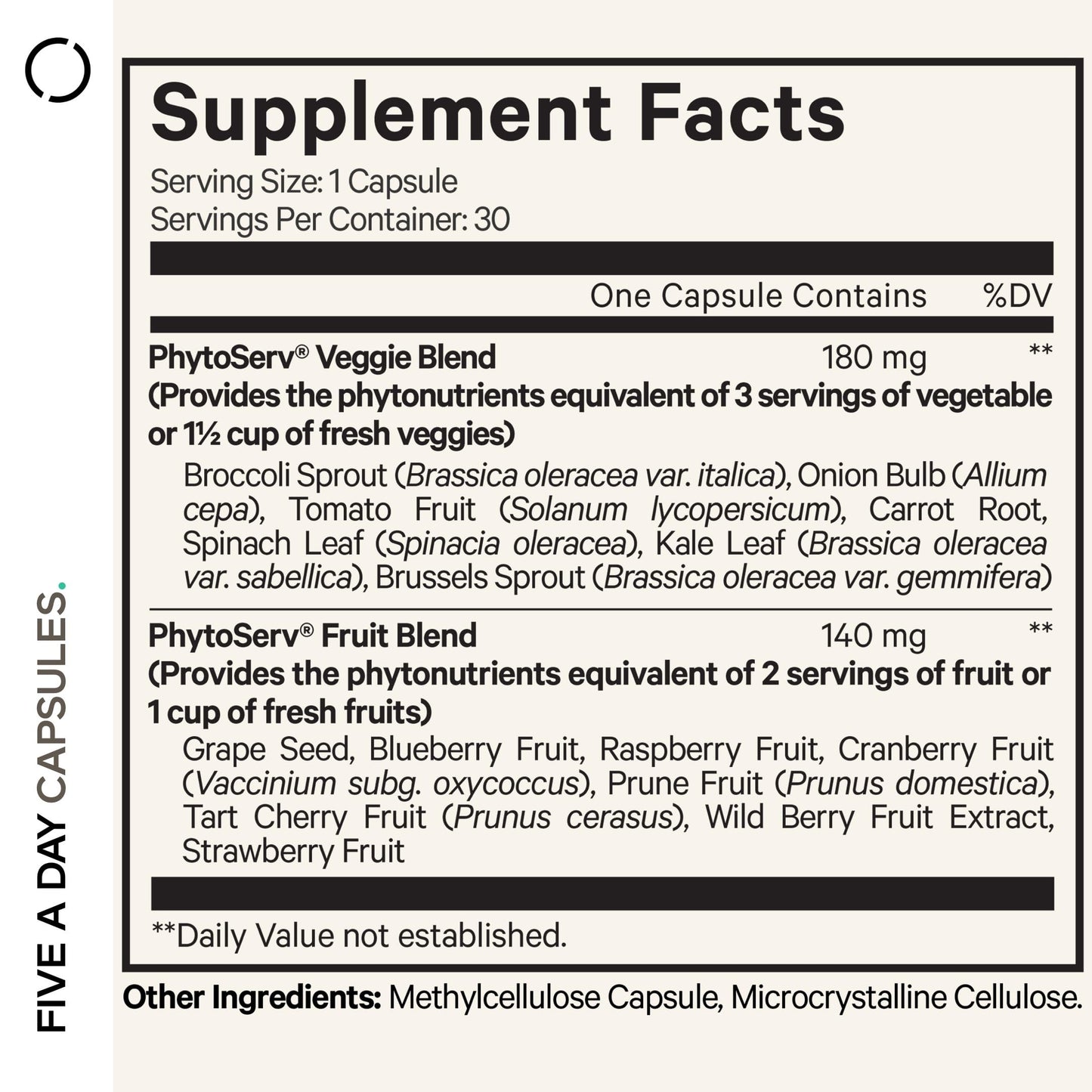 Codeage Instantfood Five A Day – Fruits & Vegetables Capsule Supplement – Whole Food Phytonutrients – 15 Fruits and Veggies Blend - Vegan, Non-GMO – 30 Capsules CodeageBuy Supplements Australia