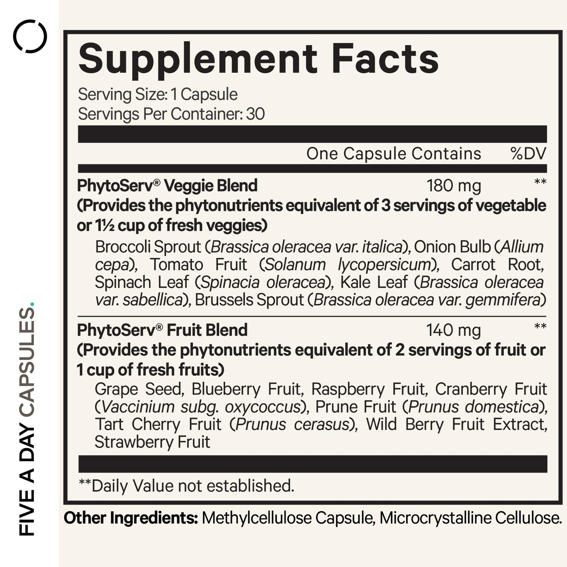 Codeage Instantfood Five A Day – Fruits & Vegetables Capsule Supplement – Whole Food Phytonutrients – 15 Fruits and Veggies Blend - Vegan, Non-GMO – 30 Capsules CodeageBuy Supplements Australia