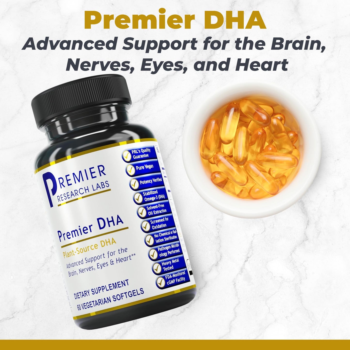 Premier Research Labs Premier DHA - Vegan DHA with Omega 3 Fatty Acids, Algae Based DHA for Women & Men, Natural DHA Supplement Suitable for Vegans- 60 Vegetarian Softgel Capsules Premier Research LabsBuy Supplements Australia