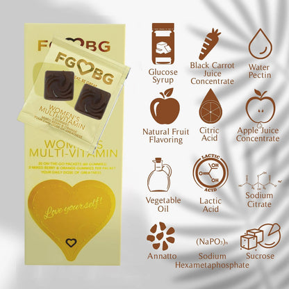 FGBG Women’s Multivitamin Gummies | Vegan All in One Formula | Boost Energy, Brain Function| Cruelty-Free | 30-Day Supply FGBG