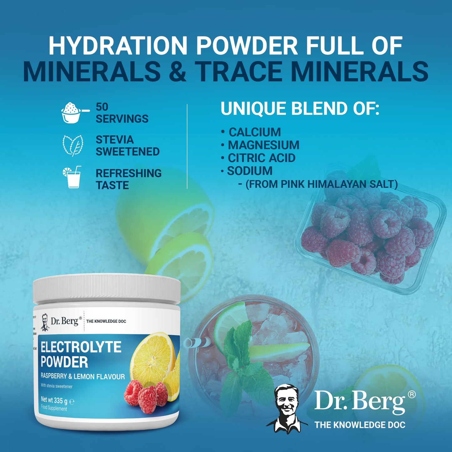 Dr. Berg Electrolyte Powder - Electrolyte Drink Supplements with 1000mg Potassium Dr. Berg NutritionalsBuy Supplements Australia