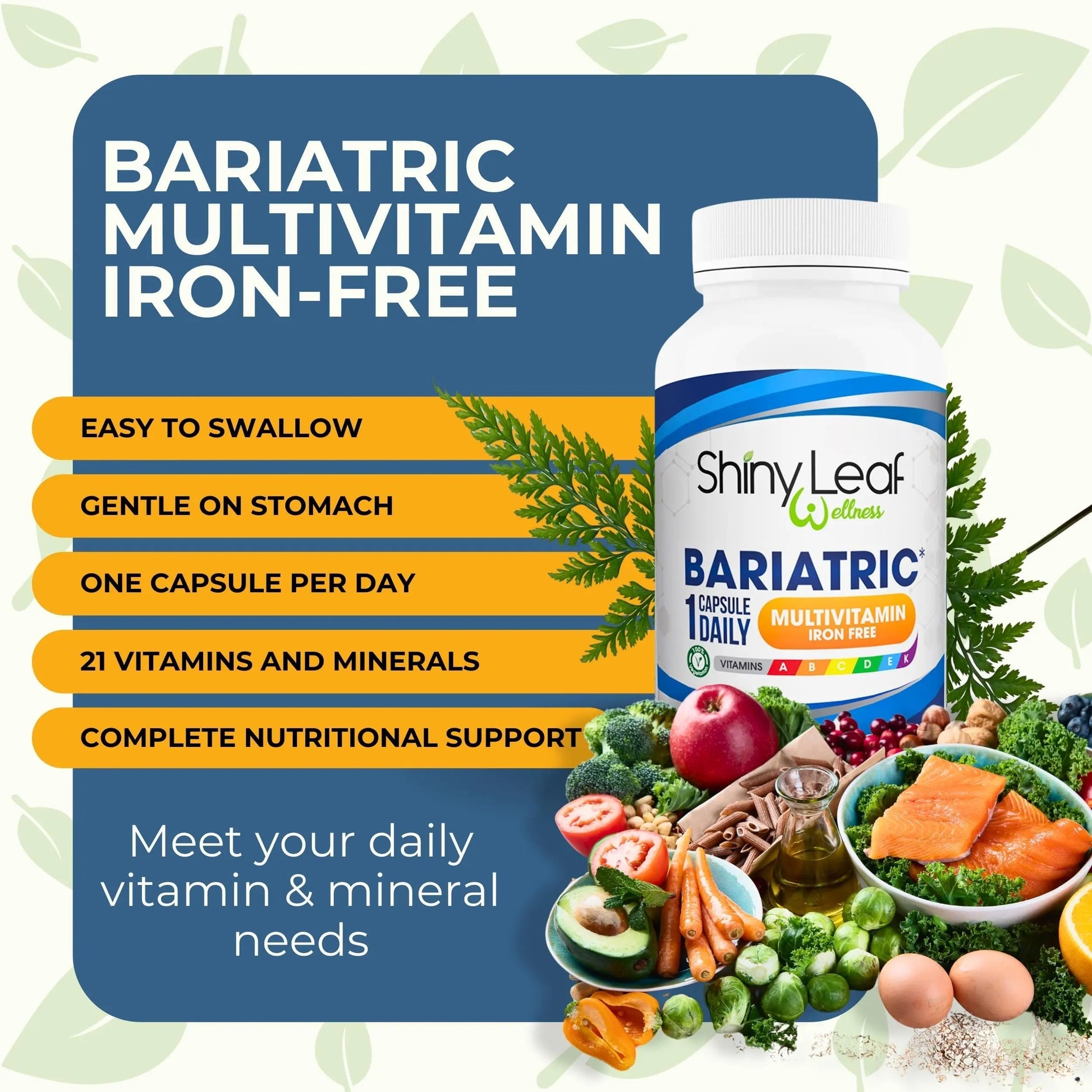 Bariatric Multivitamin Iron-Free One Capsule Per Day and CoQ10 100mg Supplement for Brain Health and Energy Management for Women and Men Shiny LeafBuy Supplements Australia