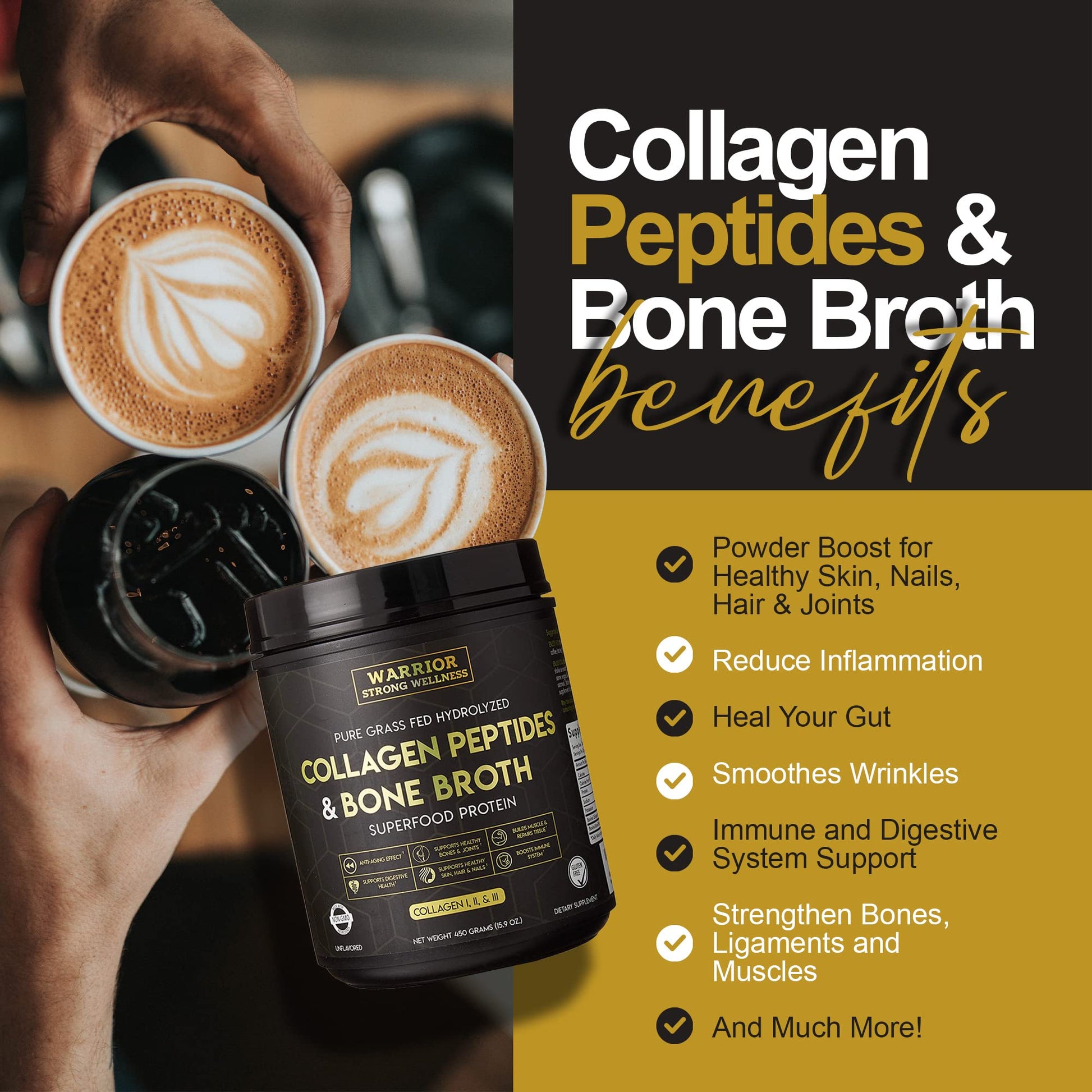 Warrior Strong Wellness Premium Collagen Peptides Bone Broth: Grass Fed Hydrolyzed Warrior Strong WellnessBuy Supplements Australia