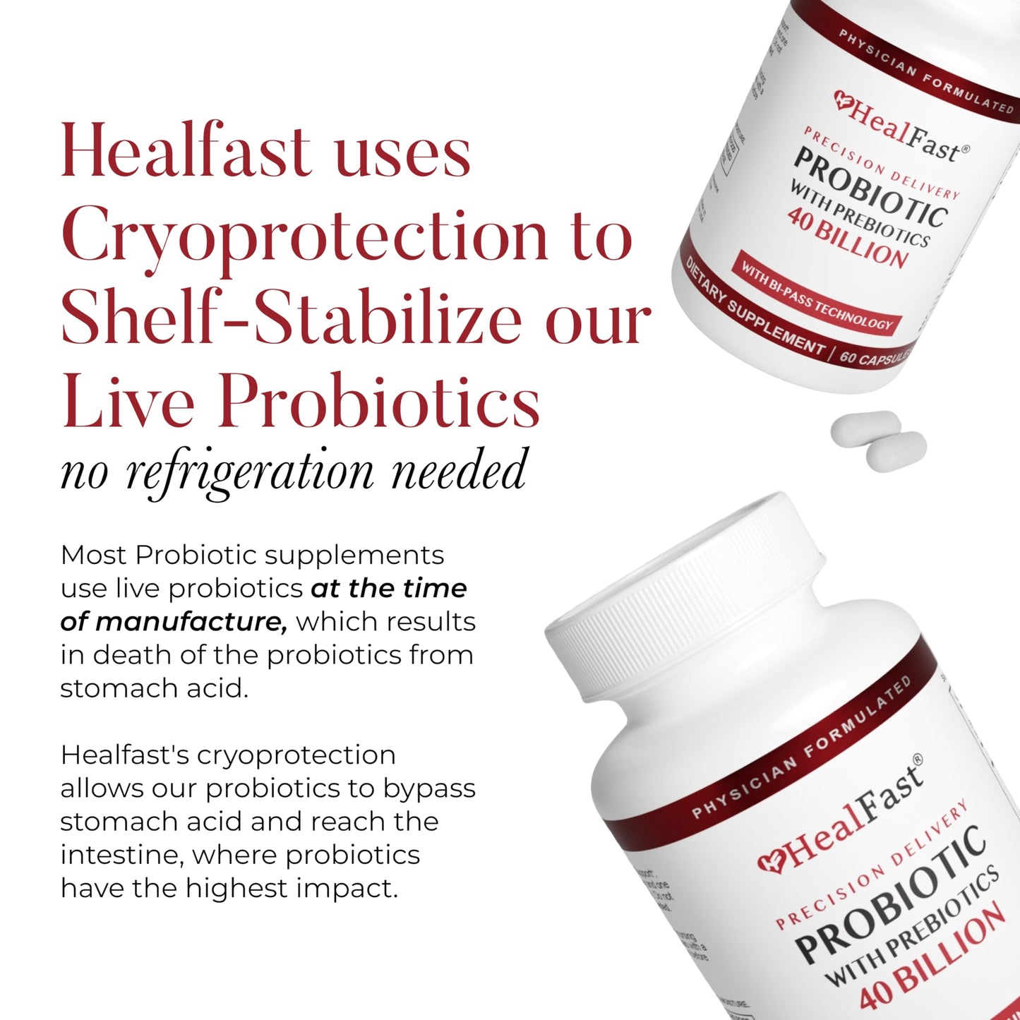 HealFast Physician Formulated Probiotic Supplement - 40 Billion CFU - Live Prebiotics and Probiotics for Men and Women - Probiotics for Gut Health - Non-GMO and Vegan - 30 Day Supply HealFastBuy Supplements Australia