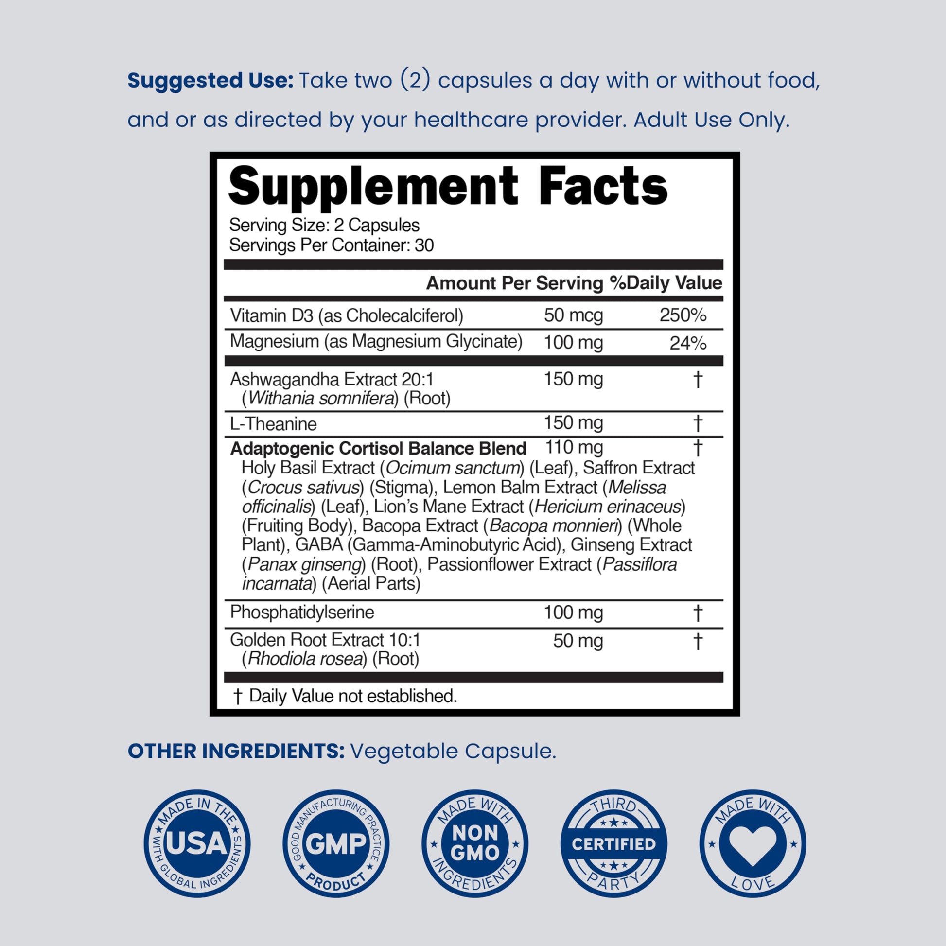 Cortisol Supplements for Women & Men with 14 in1 Blend (Magnesium, Ashwagandha, L Theanine & More) Healthy Cortisol Balance & Calm Mood Support - Third Party Tested, Non GMO, USA Made - 60 Count DORADO NUTRITIONBuy Supplements Australia