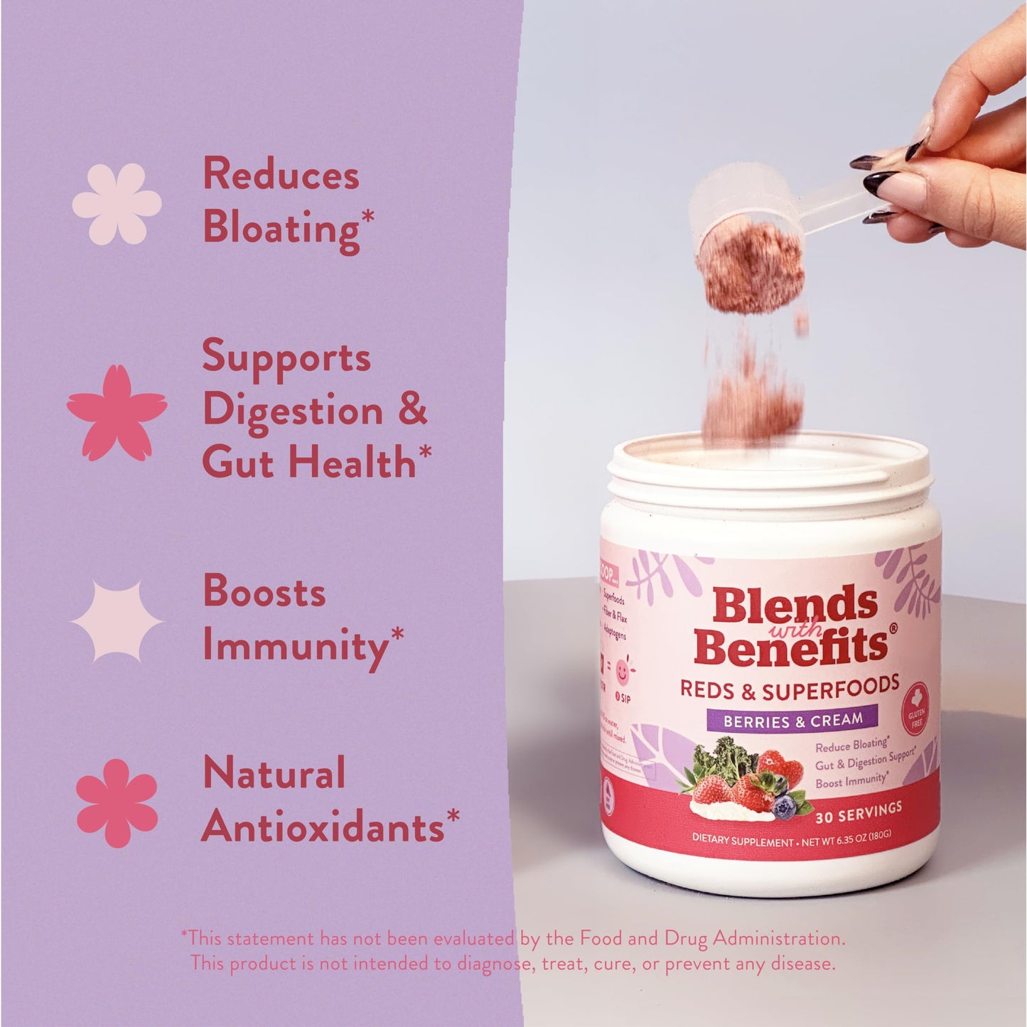 360 Nutrition Blends with Benefits Reds & Superfoods for Natural Antioxidants and Polyphenols, with Fruits & Veggies, Probiotics Digestion, Daily Energy - Berries & Cream - 30 Servings 360 NutritionBuy Supplements Australia