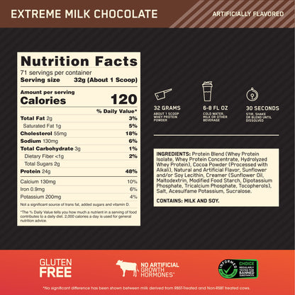 Optimum Nutrition Gold Standard 100% Whey Protein Powder, Extreme Milk Chocolate Optimum NutritionBuy Supplements Australia