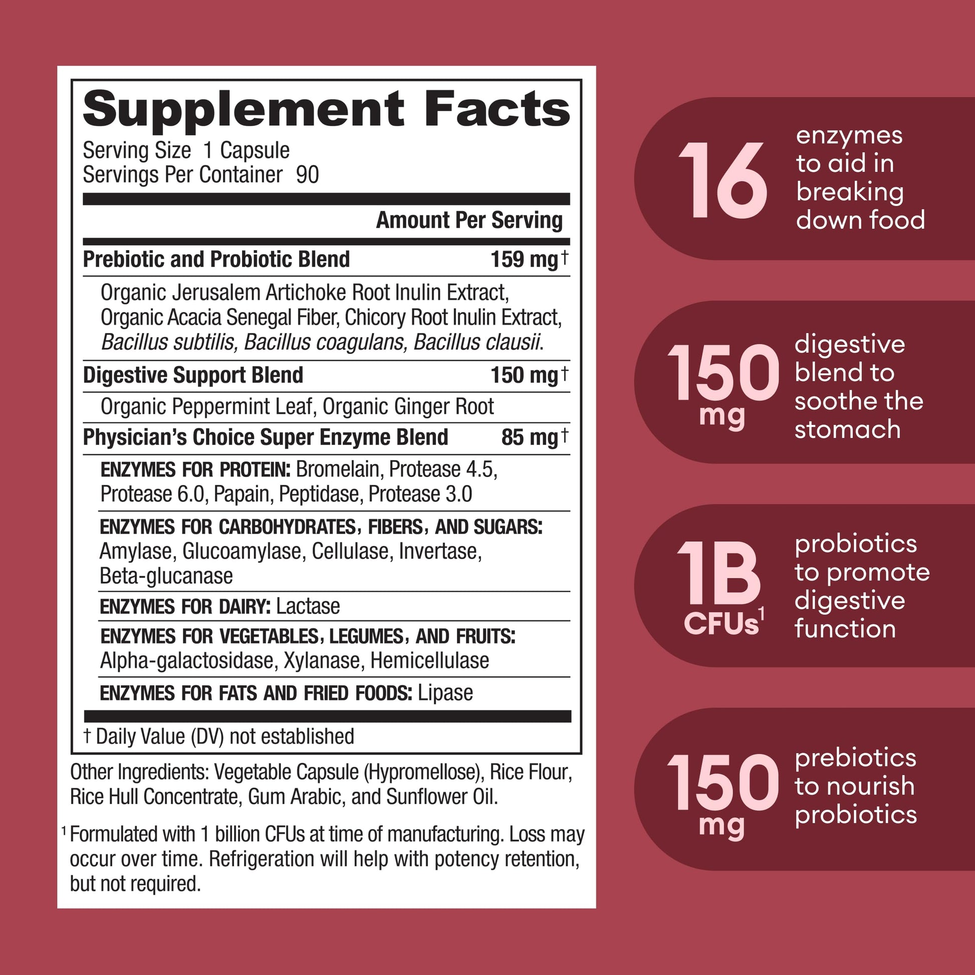 Physician's CHOICE Digestive Enzymes - Multi Enzymes, Bromelain, Organic Prebiotics Physician's CHOICEBuy Supplements Australia