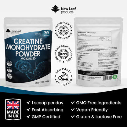 Creatine Monohydrate Powder 100% Pure Micronized Creatine - 350g Increased Absorption NEW LEAF PRODUCTSBuy Supplements Australia