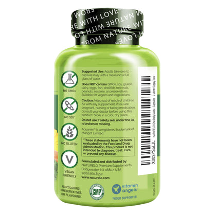 NATURELO Mens Multivitamins - One Daily Multivitamin for Men with Vitamins, Minerals & Organic Whole Foods, Boost Energy & Health,