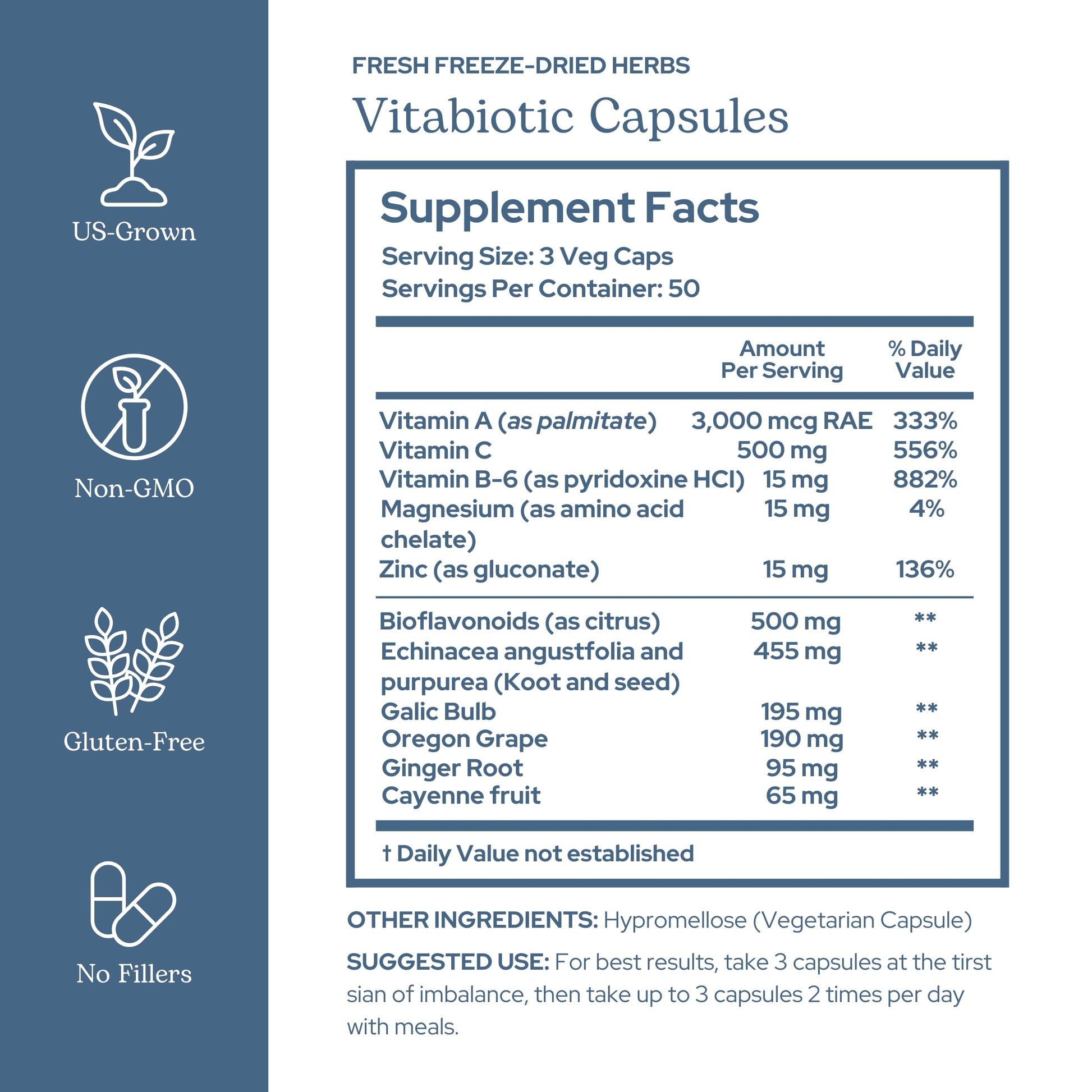 Eclectic Herb - Vitabiotic Capsules | Immune Support | Natural Herbal Multivitamin Supplement | Freeze Dried, Organic, Non-GMO, Vegan, Whole Herb (150 CT | 750 mg) ECLECTIC INSTITUTEBuy Supplements Australia