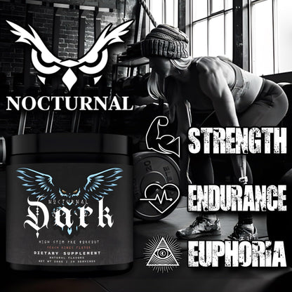 Nocturnal Labz Dark High Stim Pre Workout Powder | Potent Pre-workout Formula for Men & Women, Maximize Energy, Focus, Endurance, Citrulline Malate, Caffeine, Beta-Alanine, (20 Servings) (Peach Rings)