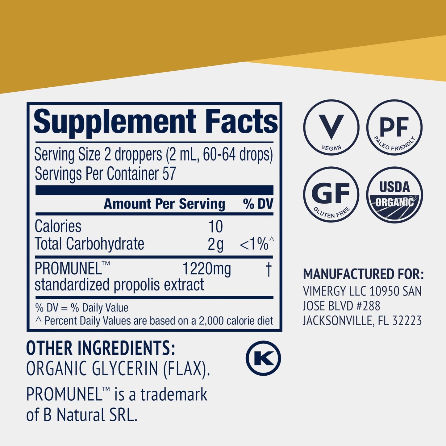 Vimergy PropolisPure® – Supports Immune and Respiratory Health* – Benefits Oral Health* – USDA Certified Organic, Kosher, Paleo-Friendly, Gluten-Free – 115 mL (57 Servings) VimergyBuy Supplements Australia