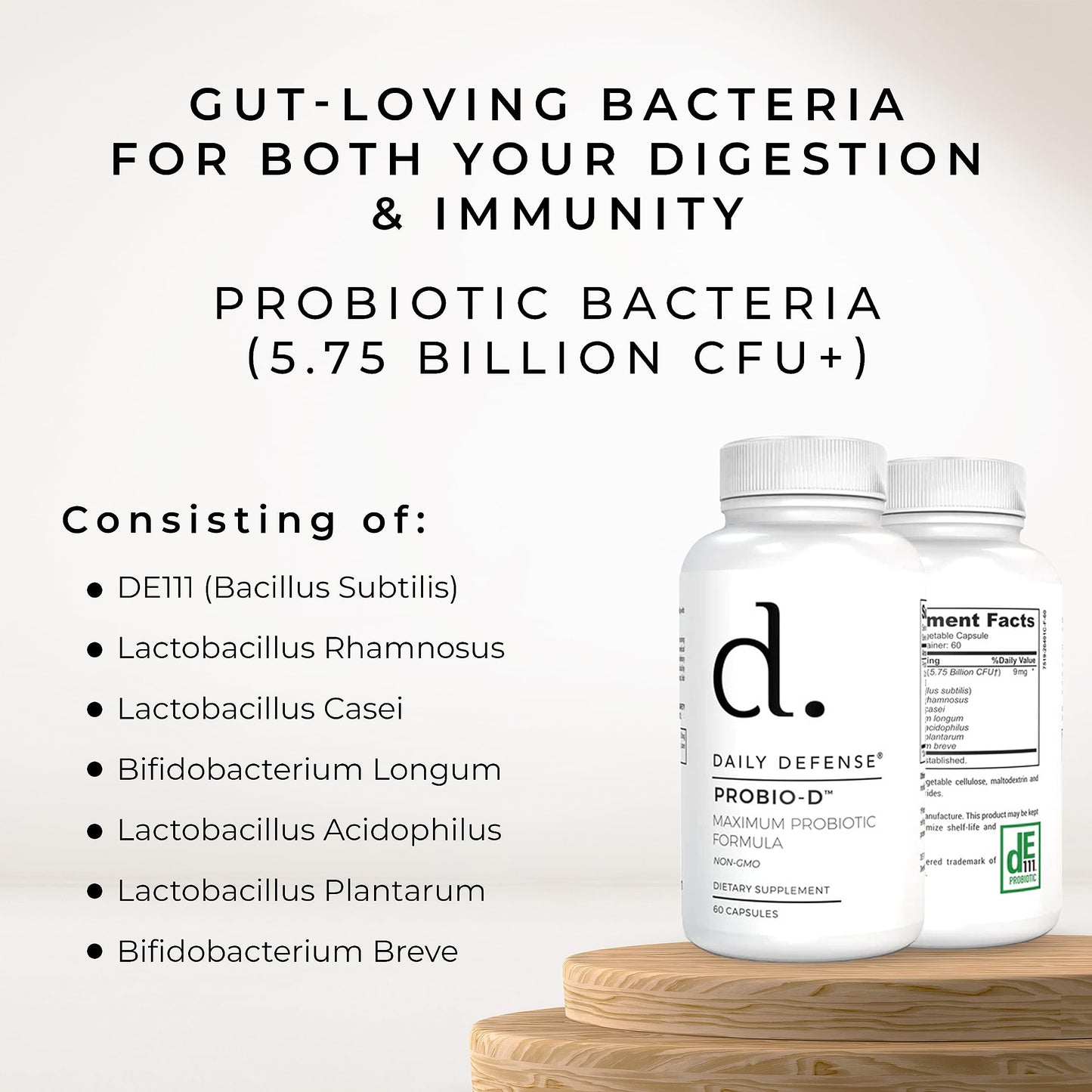 Daily Defense Probiotic Immune Support Supplement - Daily Probiotics for Men with Constipation & Gas - Digestion and Bloating Supplement & Probiotics for Women - 60 Capsules, PROBIO-D Daily DefenseBuy Supplements Australia