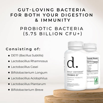 Daily Defense Probiotic Immune Support Supplement - Daily Probiotics for Men with Constipation & Gas - Digestion and Bloating Supplement & Probiotics for Women - 60 Capsules, PROBIO-D Daily DefenseBuy Supplements Australia