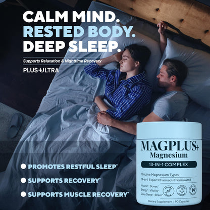 Magnesium Complex for Women & Men, 1000mg – MAGPLUS+ 13-in-1 Advanced Liposomal Ultra Formula – Glycinate, L-Threonate & Triple Magnesium Blend – Brain, Memory & Deep Sleep – 90 Capsules Plus+UltraBuy Supplements Australia