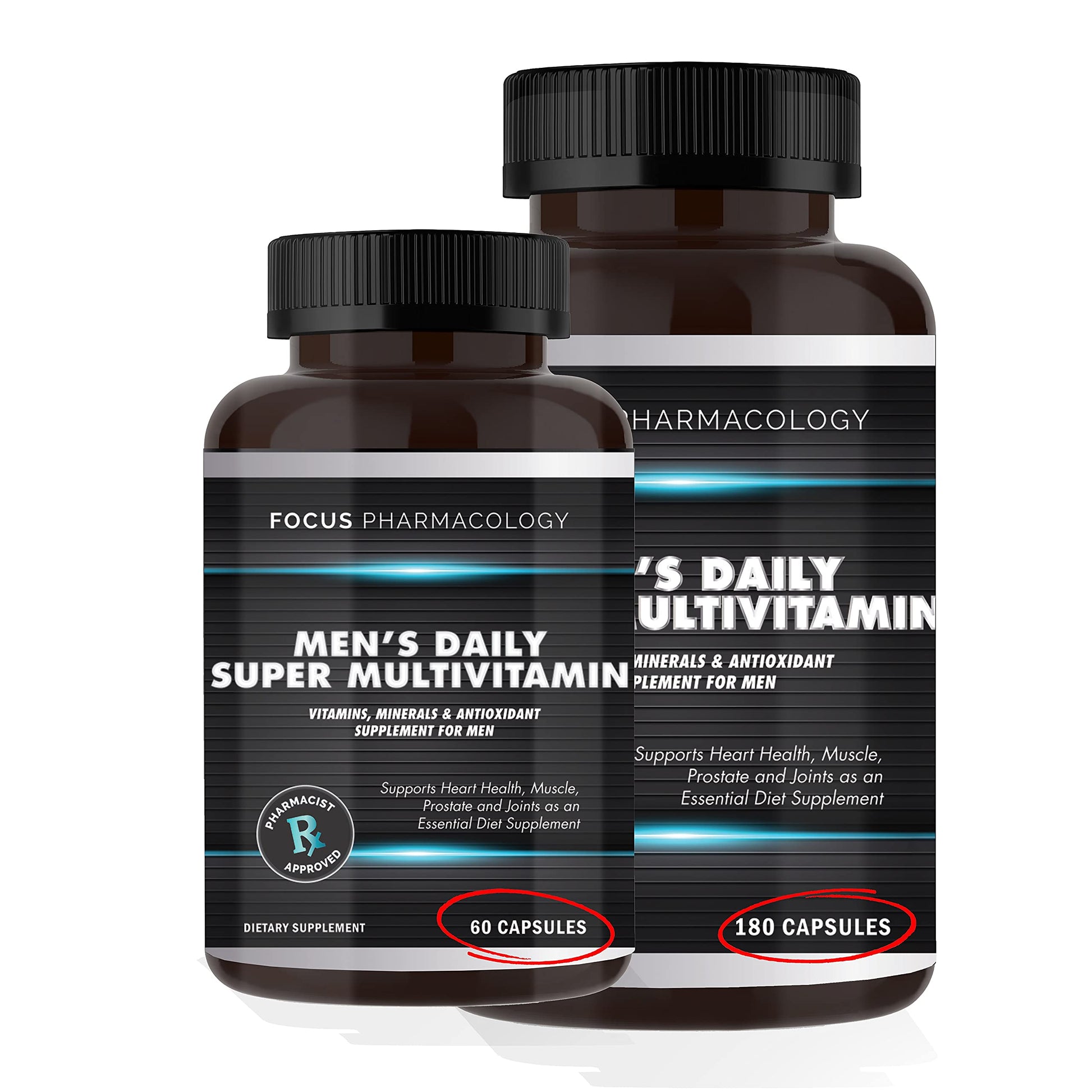 Focus Pharmacology Men's Daily Super Multi-Vitamin for Men - 60 Ct Blend of Vitamins, Minerals, Plus Herbs for Prostate Health and General Energy/Focus Focus PharmacologyBuy Supplements Australia