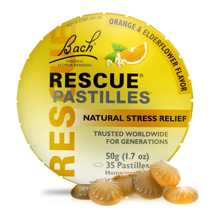 Bach RESCUE PASTILLES, Orange and Elderflower Flavor, Natural Stress RESCUEBuy Supplements Australia