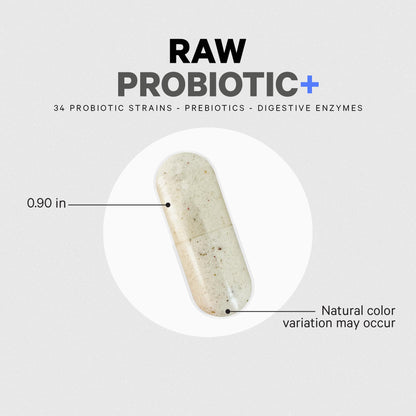 Codeage Raw Probiotic+ Supplement - 34 Probiotic Strains, 100 Billion CFUs, Raw Whole Food Probiotics, Digestive Enzymes, Raw Fruits & Veggies Prebiotics - Wild Kefir Culture - Non-GMO - 30 Capsules CodeageBuy Supplements Australia