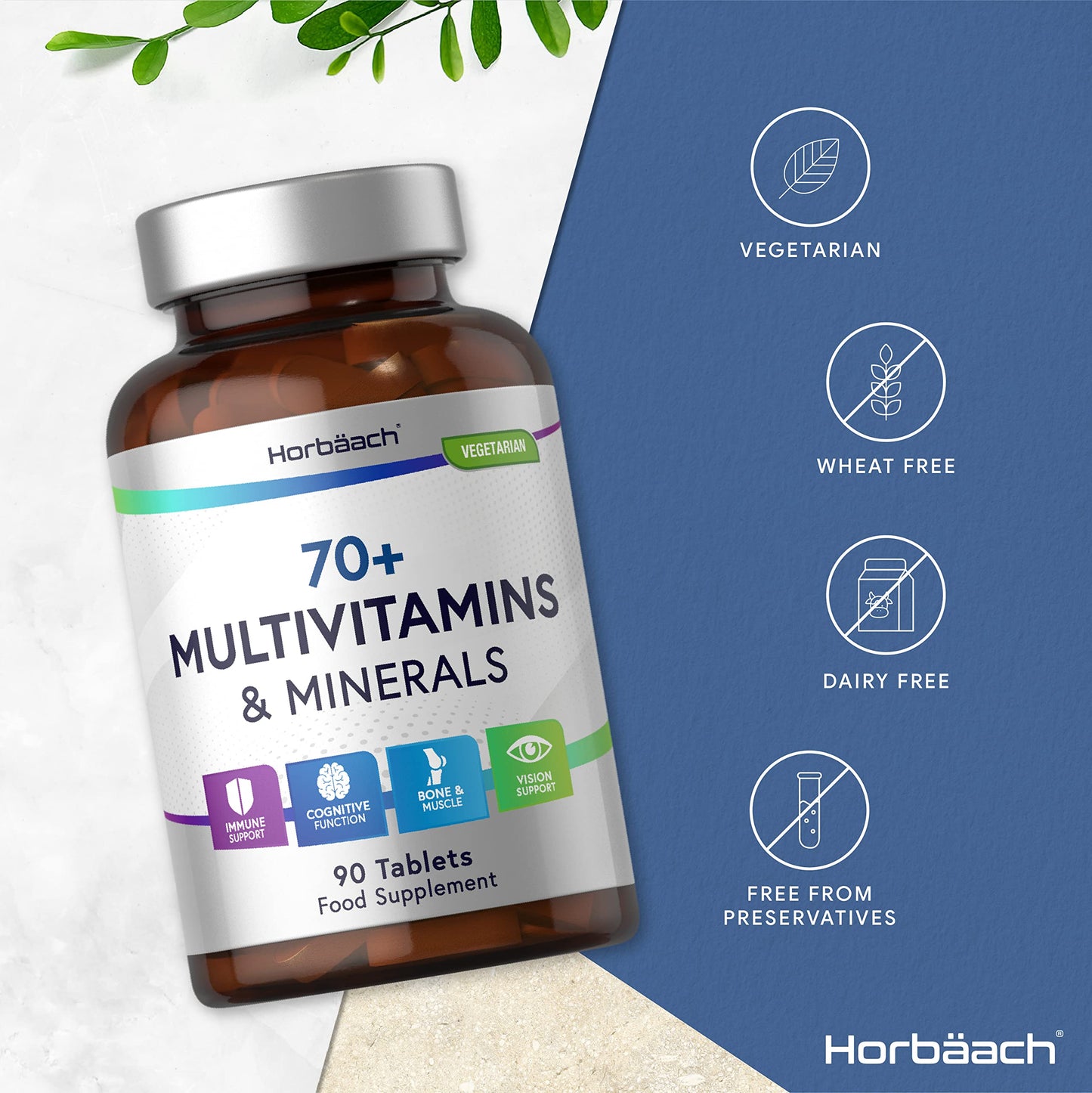 Multivitamin 70 Plus Tablets | 90 Count | with Essential Vitamins and Minerals | for Men and HorbäachBuy Supplements Australia