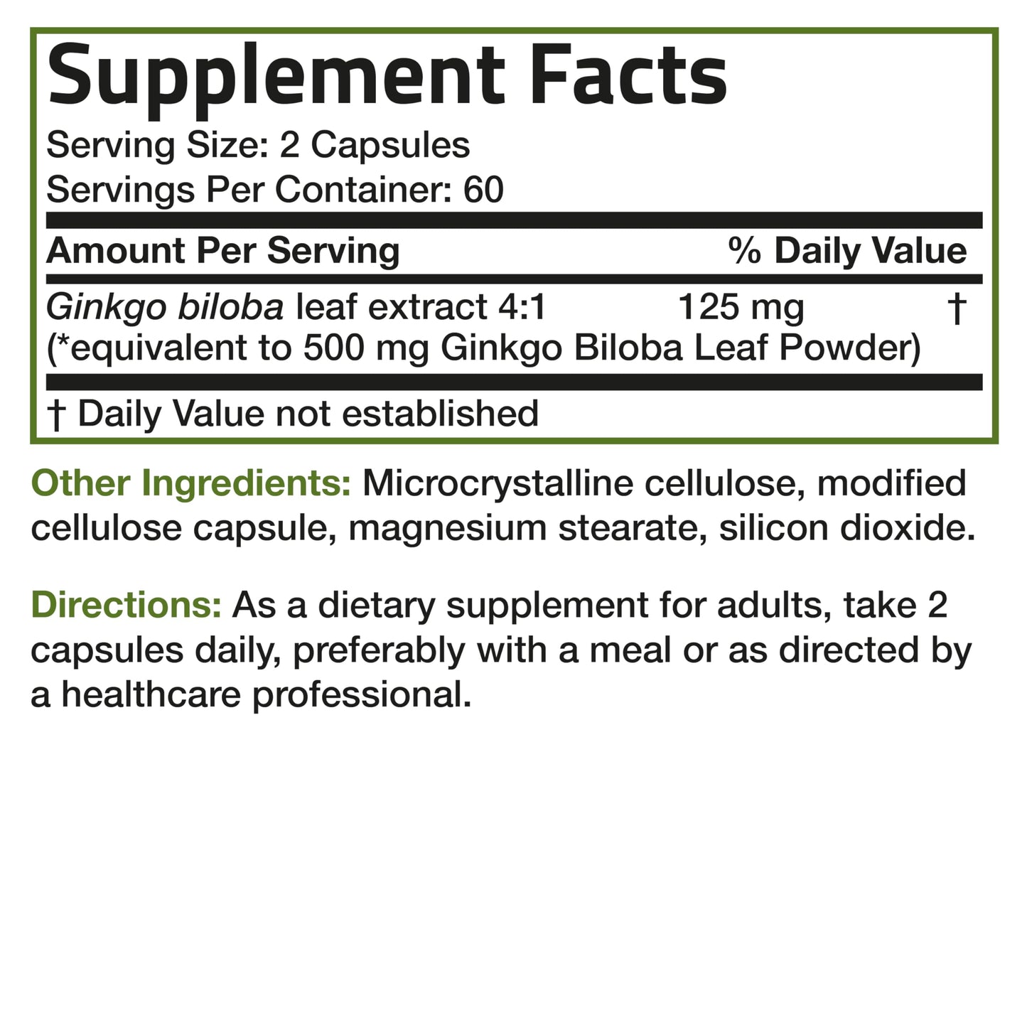 Bronson Ginkgo Biloba Extra Strength 125mg (4:1 Extract) Equivalent to 500mg BronsonBuy Supplements Australia